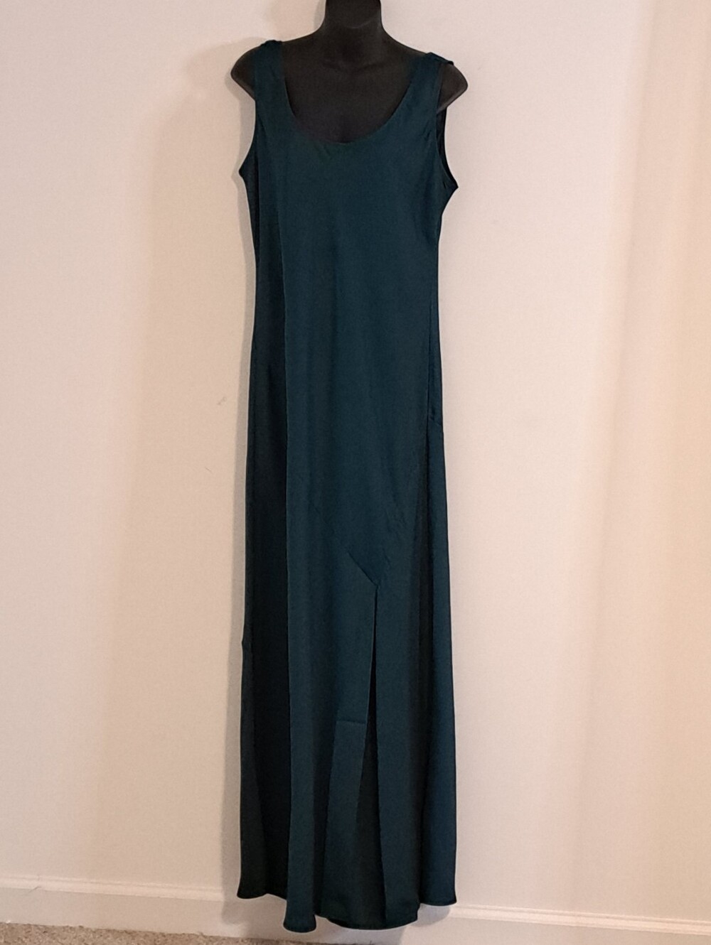 Banana Republic NWT  Sliky Teal Maxi Slip Dress with Side Slit Misses Large - Picture 5 of 10